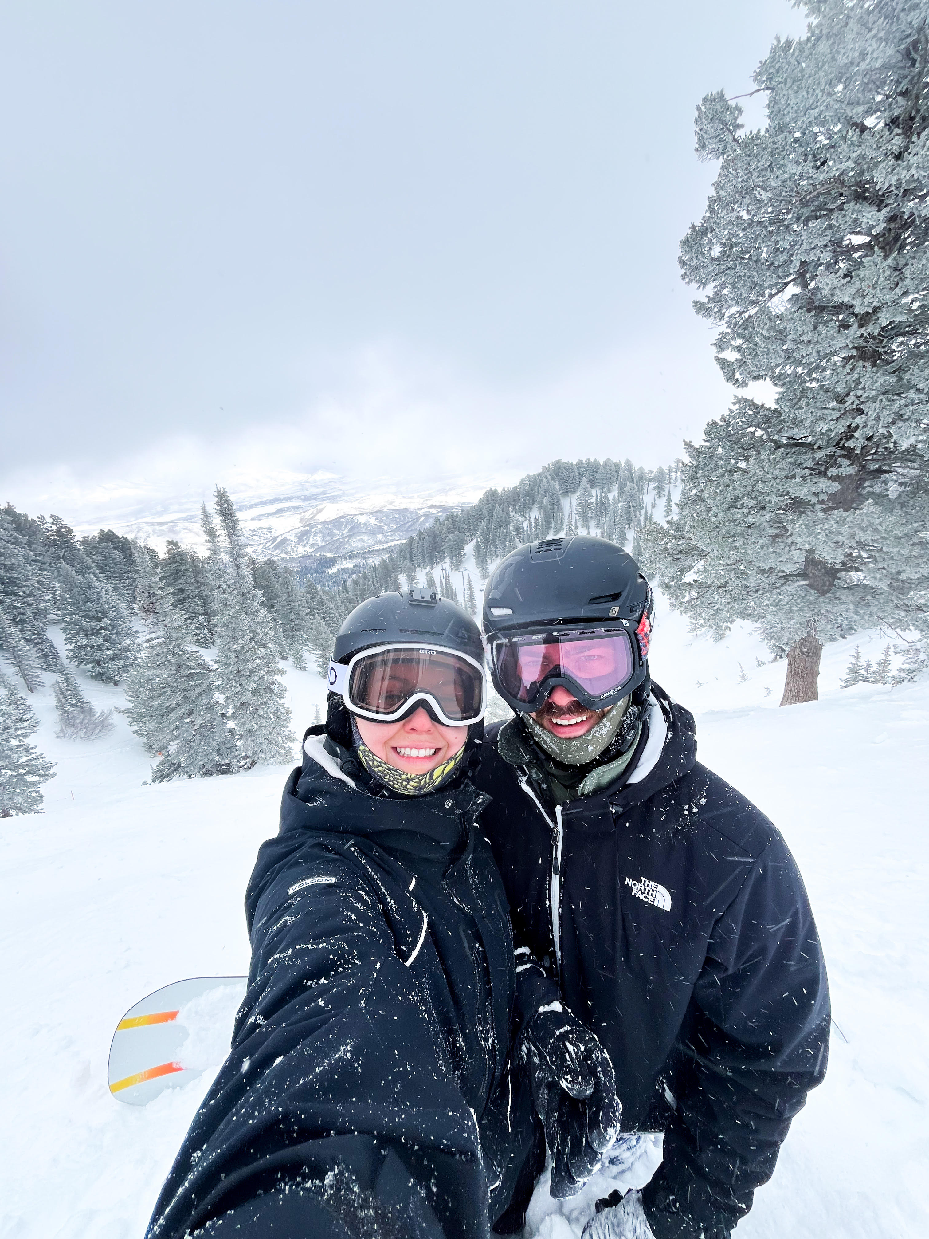 Alicia and Granger snowboarding
